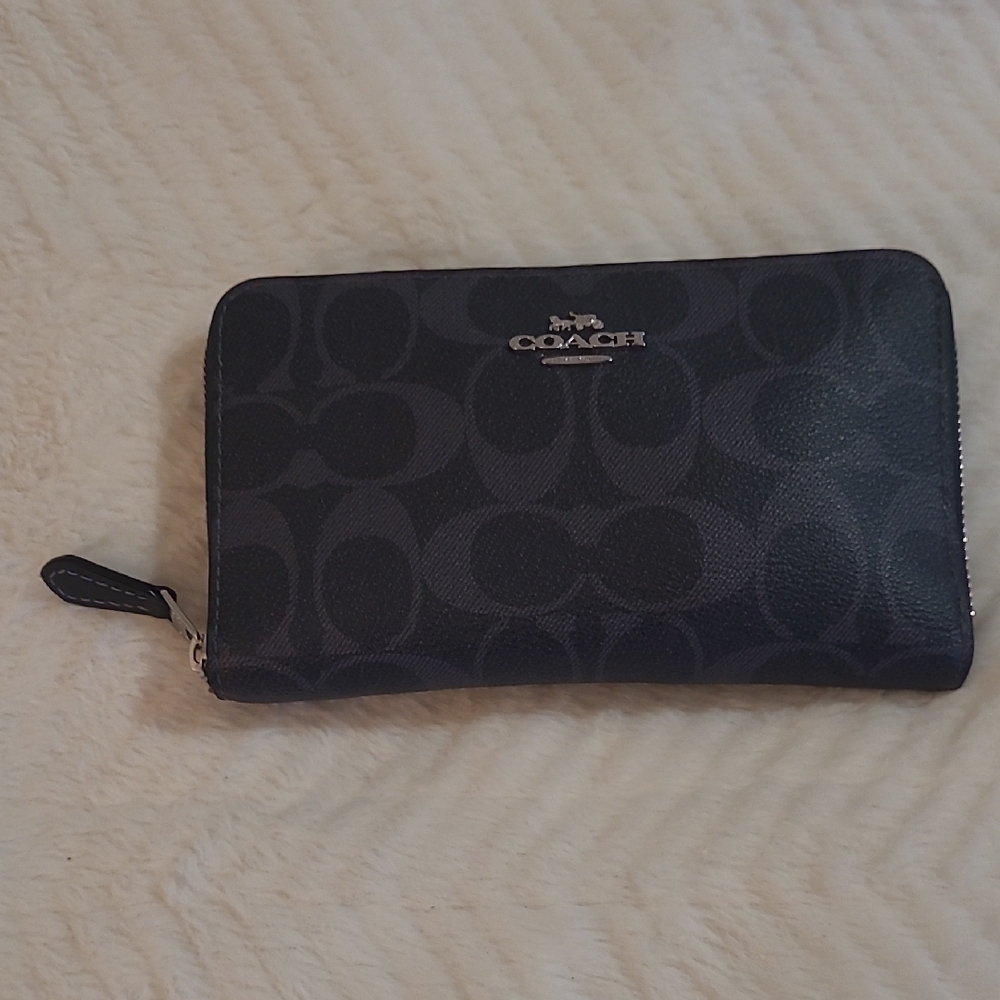 Coach Blue Signature Zip Wallet